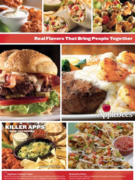 Applebee s menu - Succulent grilled shrimp, scampi sauce, and rich Italian cheeses atop our juicy 9 oz. house sirloin. Served with seasonal vegetables and your choice of garlic mashed potatoes, fried red potatoes or fries. 4-Cheese Mac & Cheese with Honey Pepper Chicken Tenders. Chicken tenders tossed in our honey pepper sauce.